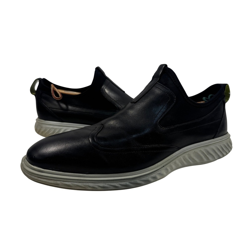 ECCO Mens Black Leather Slip On Wingtip Sneakers Athletic‎ Shoes EU 45 US 11